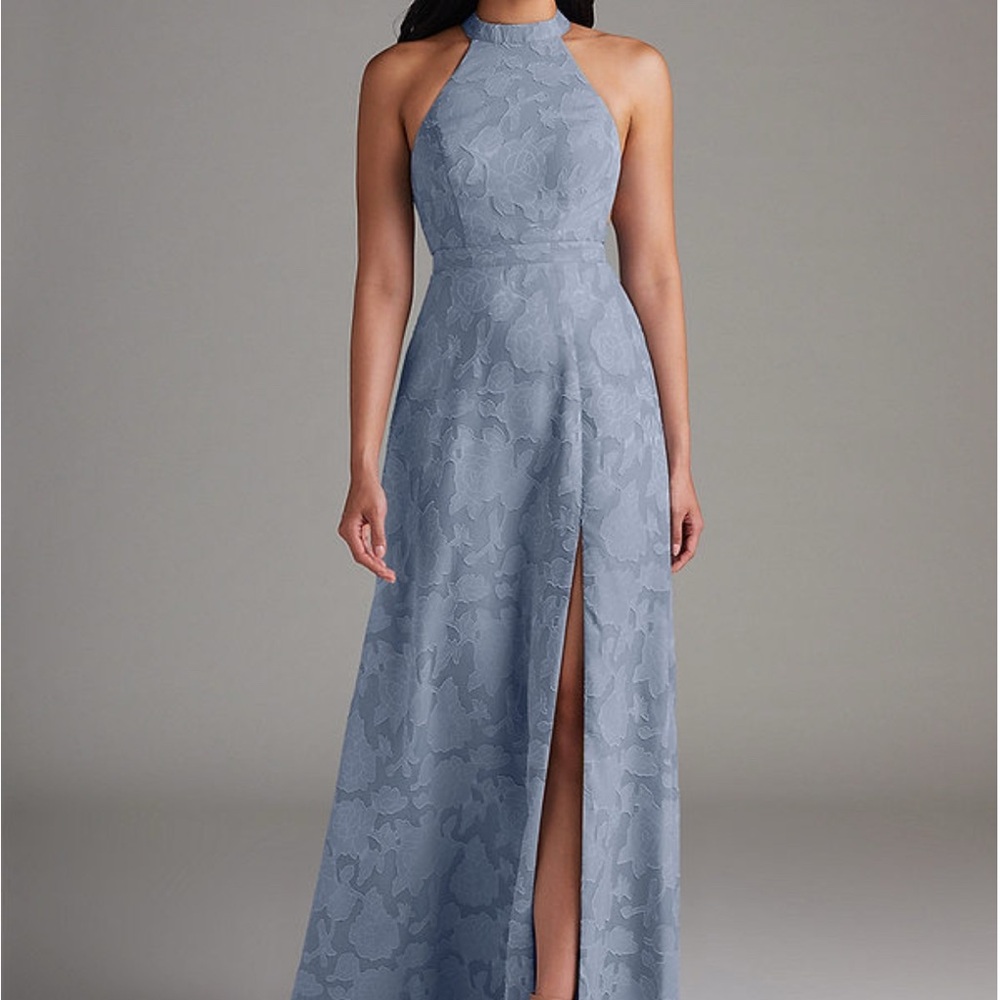 Azazie Clarice dusty blue floral dress